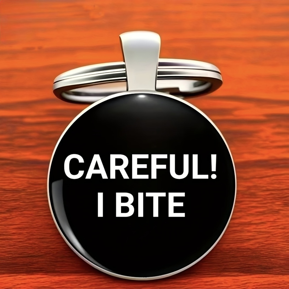 3/$25 Careful! I Bite Keychain NEW
